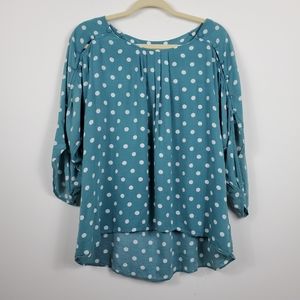 Anthropologie Maeve Polka-dot Button Sleeve Blouse